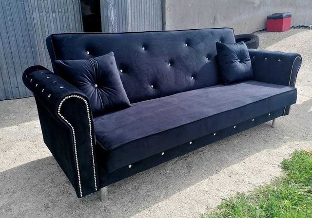 RATY NOWA wersalka sofa rozkładana kanapa łóżko Glamour z kryształami