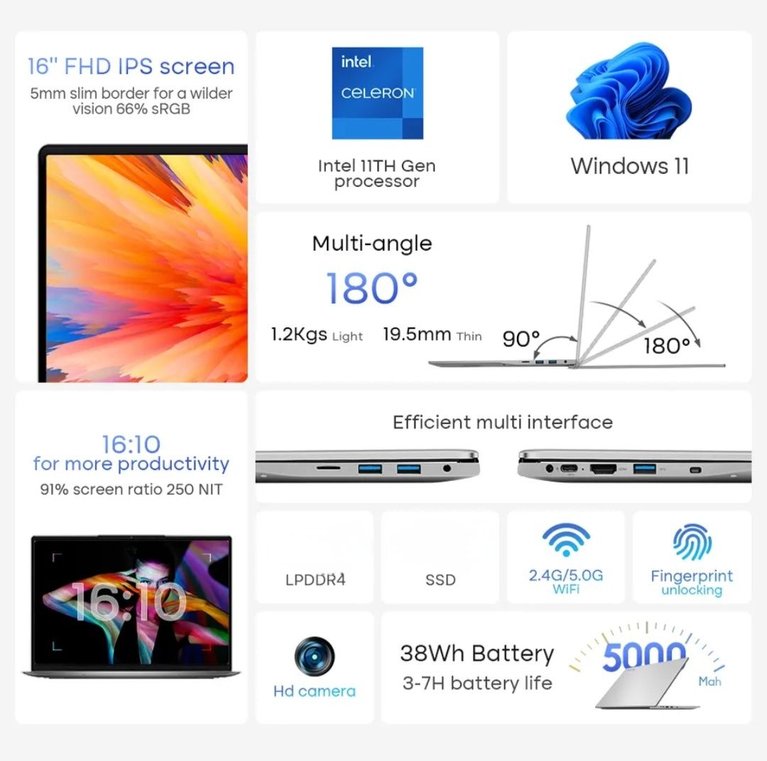 Laptop Intel Celeron 11 Gen. Win 11 Pro PL