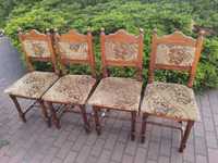 Stare krzesła rzeźbione tapicerowane cena za komplet