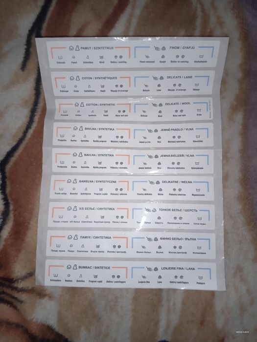 Sprzedam naklejki do pralki symbole