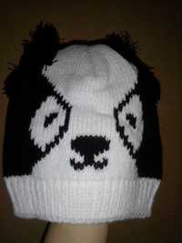 Детская черно-белая шапочка Панда / шапка на подарок дитяча подарунок