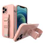 Etui ze smyczą łańcuszkiem Samsung Galaxy A12 różowy