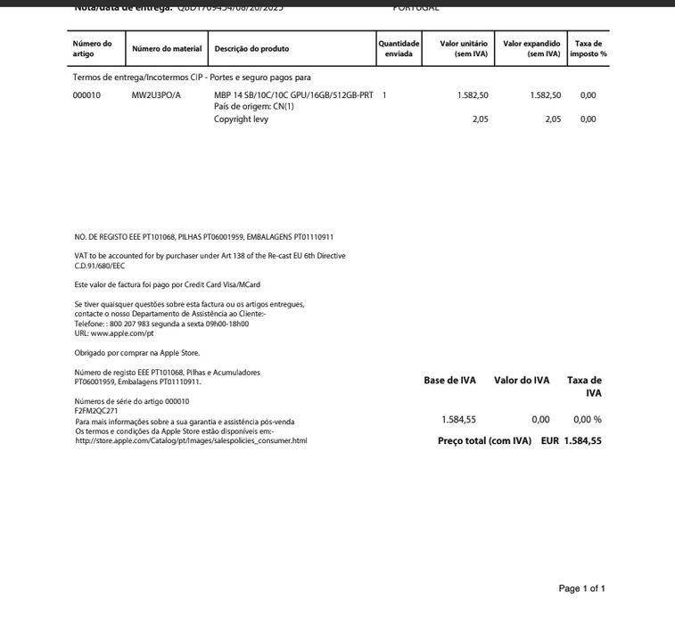 Macbook pro 14” novo caixa por abrir