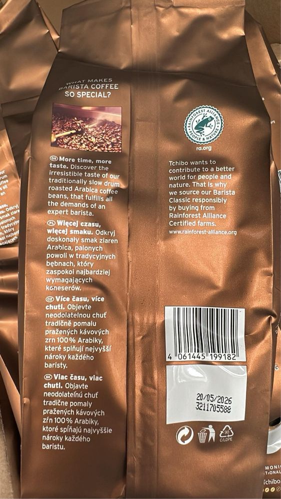 Kawa mielona 500gram tchibo barista 20szt
