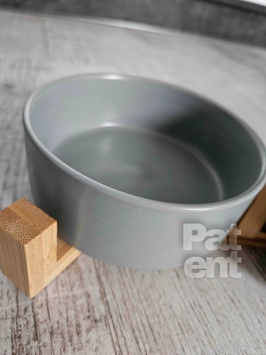 Miski ceramiczne dla psa kota zestaw 2 sztuki x 400 ml szare