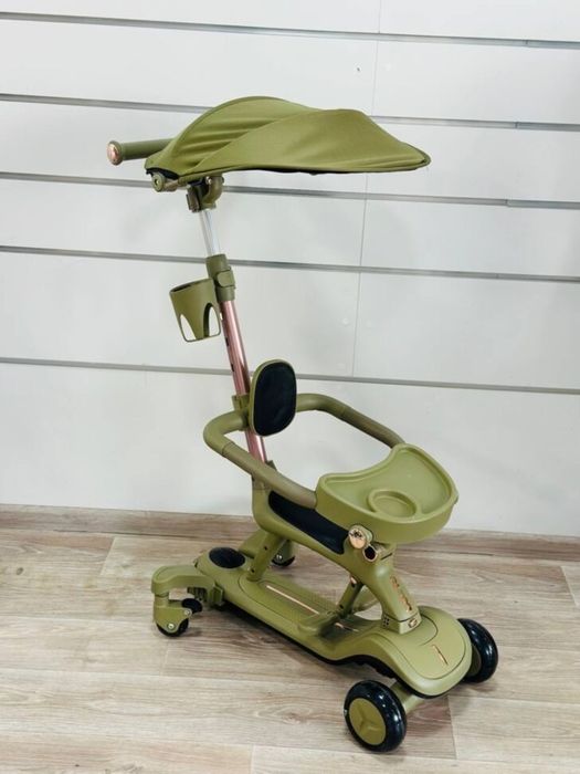 Детский самокат-беговел с родительской ручкой с навесом.Maraton X2