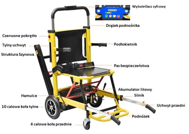 Schodołaz gąsienicowy Dragon DW-SW01 najnowszy model Cyfrowy Wyświet