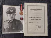 Medal 1. Oktober 1938 + nadanie zestaw dokumenty Wehrmacht