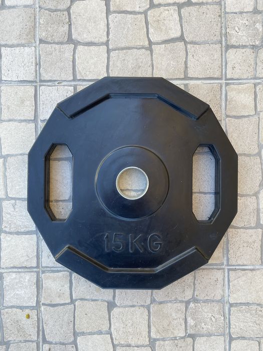 (Reservado) Disco rodela 15kg borracha com pega 50mm