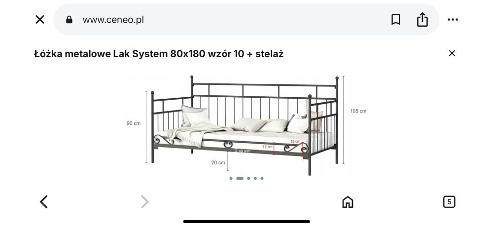 Łóżko czarne metalowe