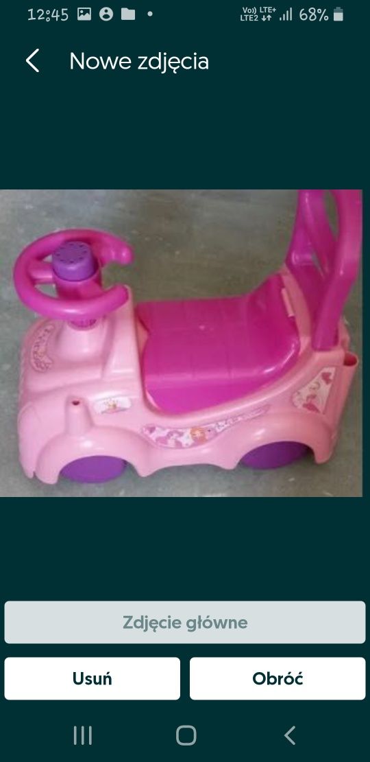 Samochod Princessa do nauki chodzenia jezdzik pchacz