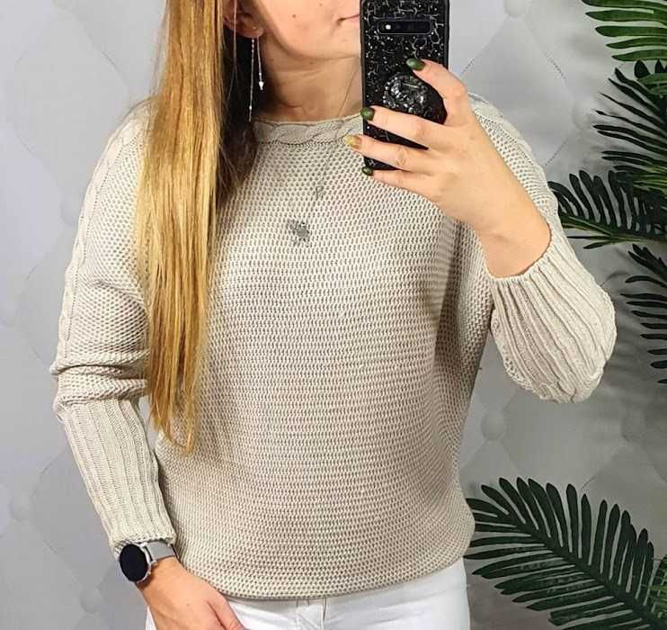 Sweter warkocz ramiona