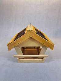 Karmnik dla ptaków drewniany dach z kijów parzonych średni 27x33x30