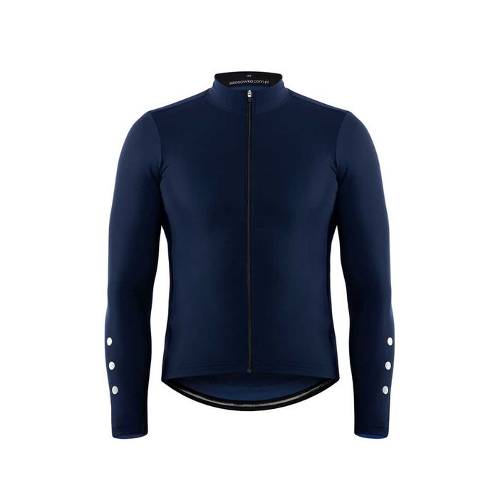 Ocieplana bluza kolarska gładka, granatowa, szosowka.com.pl