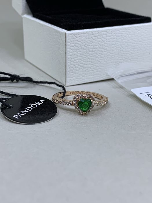 Продам новое золотое кольцо сердце зеленое пандора оригинал розовое