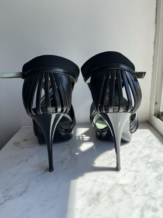 Szpilki skórzane letnie Sportmax czarne r.39 obcas 10 cm