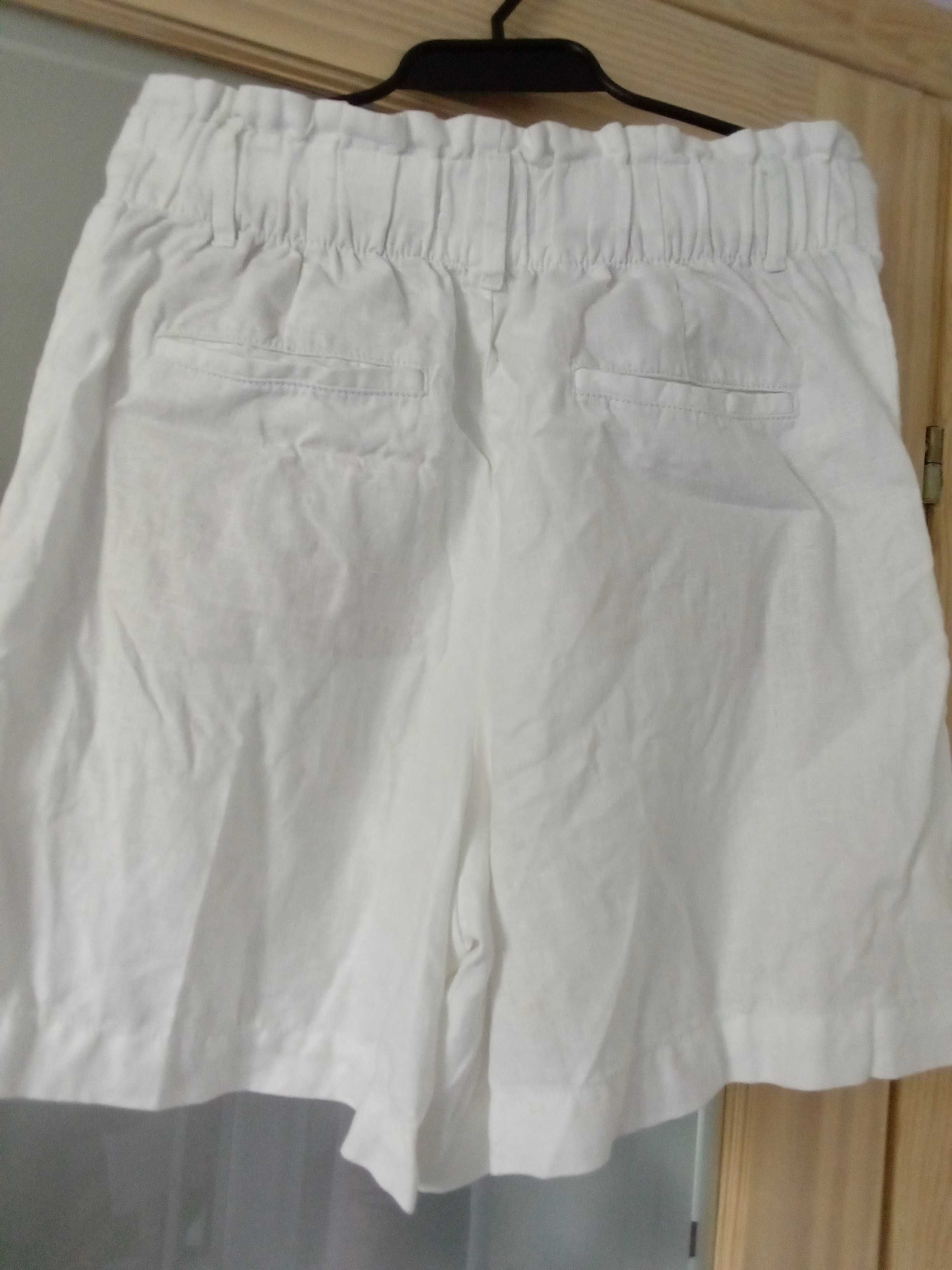 GRATIS M&S lniane spodenki damskie białe letnie szorty 42 XL