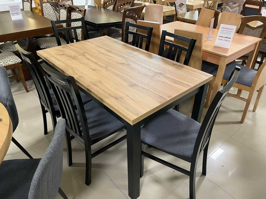 (2LI) Stół rozkładany + 6 krzeseł, dąb wotan 999 zł