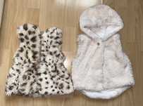 2 pluszowe kamizelki dziewczęce Zara i Primark