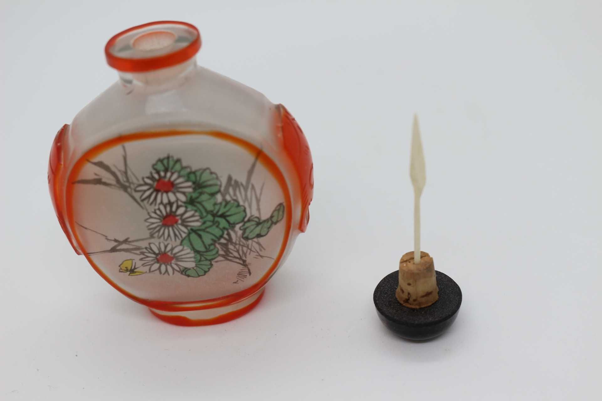 Snuff Bottle em Vidro e Paisagem e Floral XIX