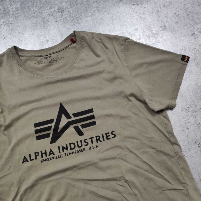 MĘSKA Koszulka PREMIUM Duże Logo Military Alpha Industries Oliwka