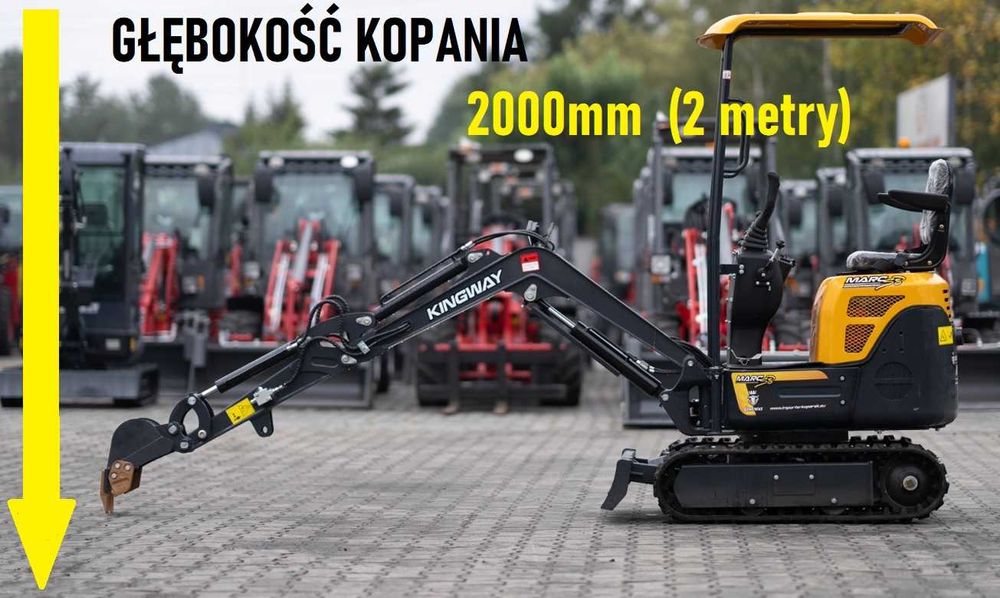 MINIKoparka KINGWAY Marc XN10 1000kg Ramię Skr GŁĘBOKOŚĆ 2m 3 Łyżki