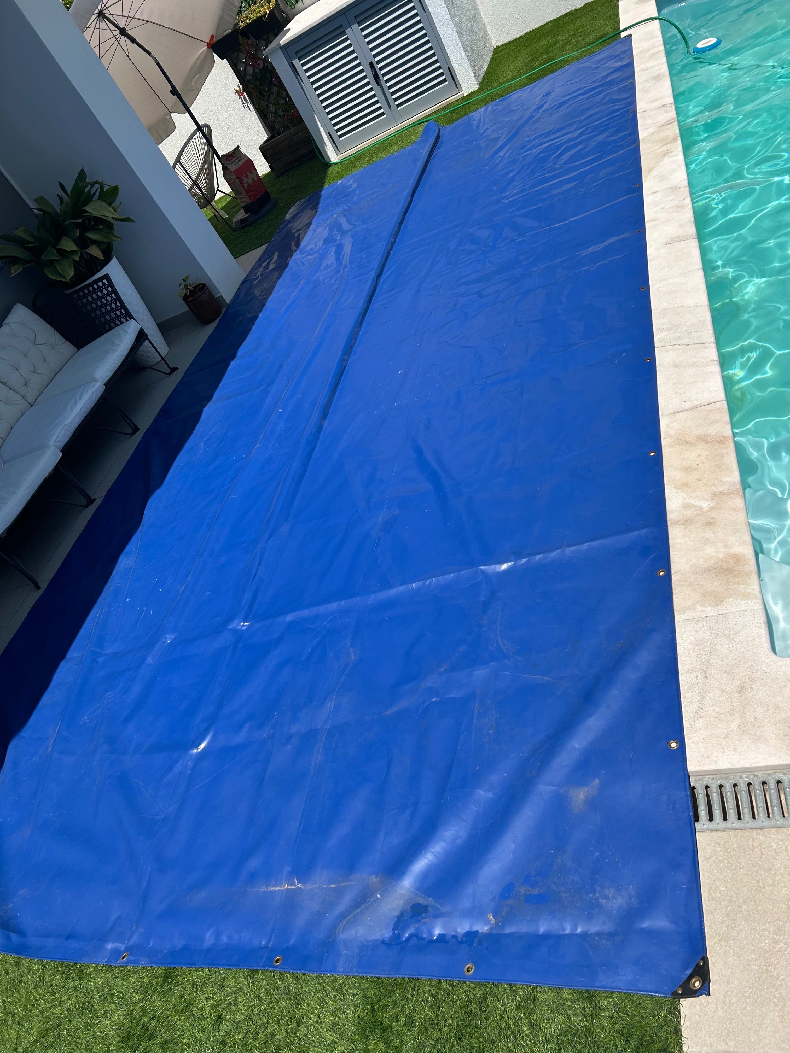 Lona azul para piscina 6x3 — como nova