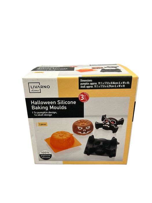 Zestaw 2 silikonowych foremek czaszka i dynia nr.8003
