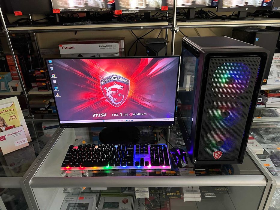 Komputer gamingowy PC i5/10400F/16GB/ssd500/GTX1060 + monito 24" Win11