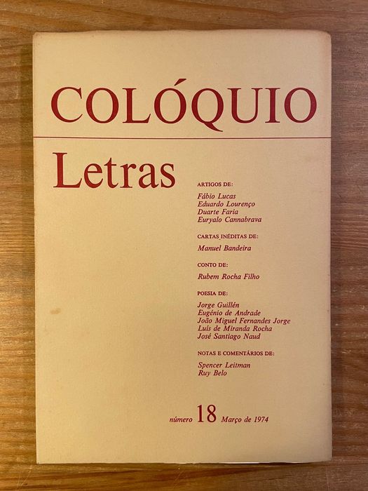 Colóquio - Letras - Número 18 (portes grátis) Rubem Rocha Filho