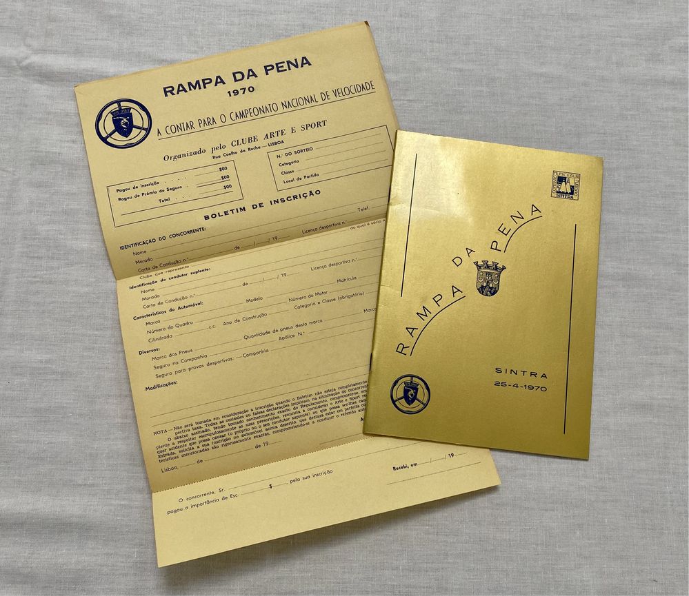 Catálogo regulamento rali velocidade Rampa da Pena Sintra 1970