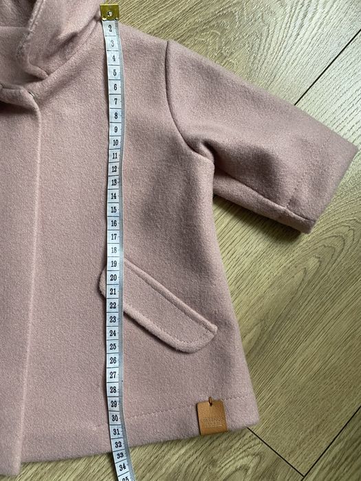 Płaszczyk dziewczęcy 56 Lukrecja + buciki 14/15 H&M na chrzest