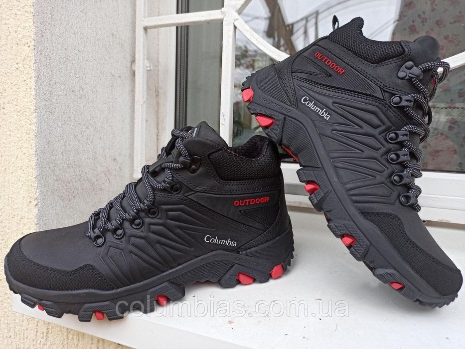 Зимние кожаные полуботинки .Чёрные и т.серые