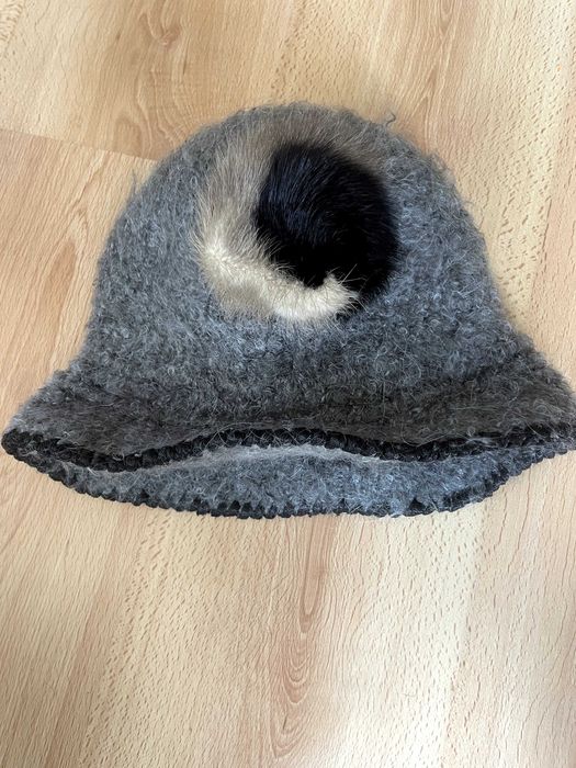 Зимова вовняна шапка-шляпка, сіра