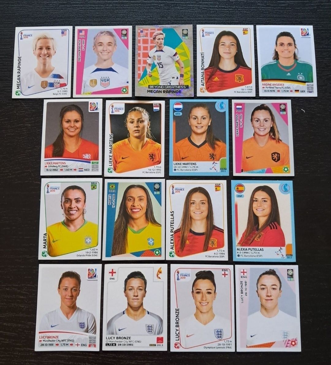 Cromos Futebol Womens eleitas melhores jogadoras do mundo da Panini