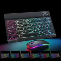 Бездротова bluetooth клавіатура з підсвіткою, Кирилиця + мишка