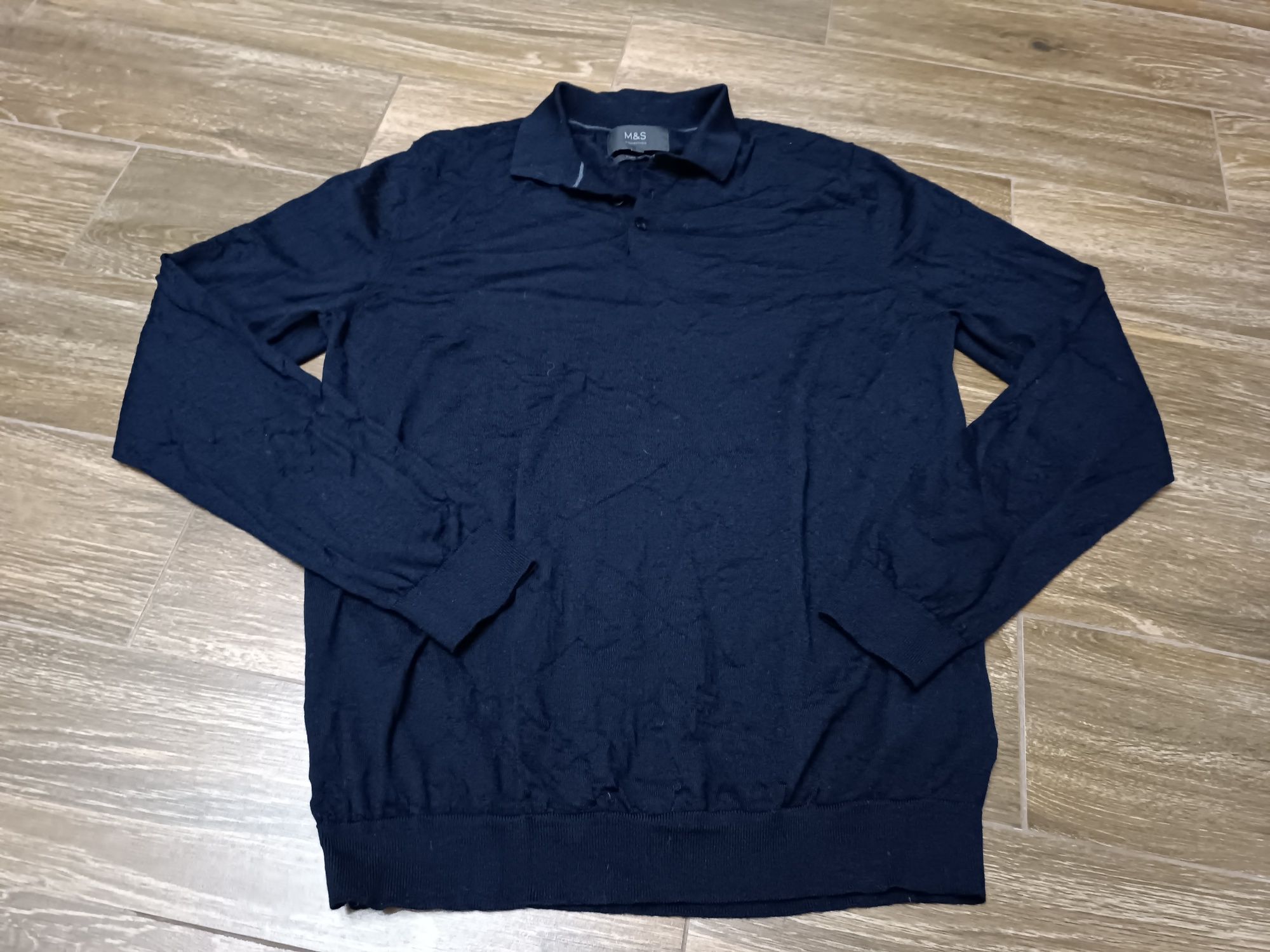 Sweter granatowy rozmiar XL M&S collection pure merino wełna 100%