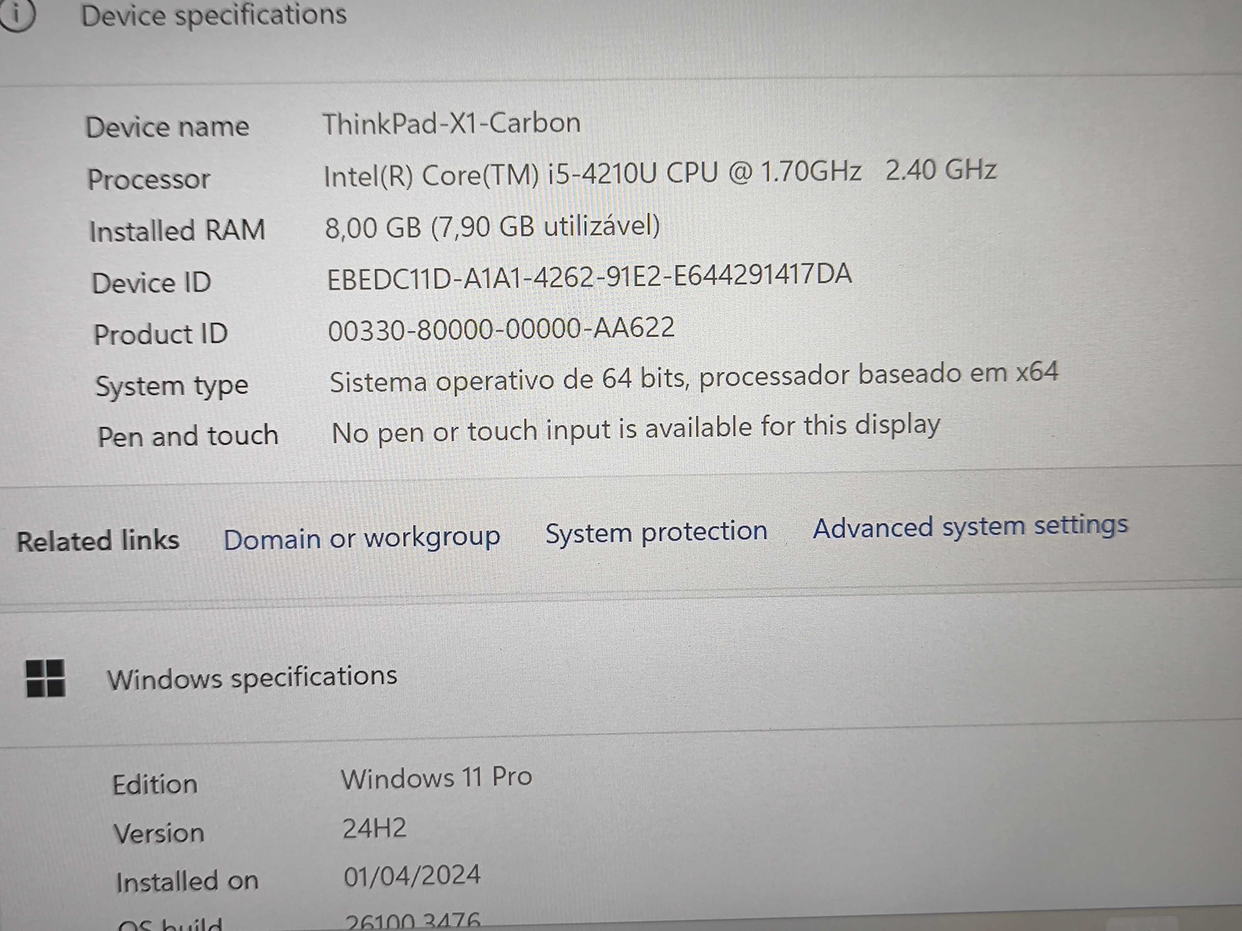 Lenovo ThinkPad X1 Carbon i5 SSD 256GB 8GB ram QHD IPS