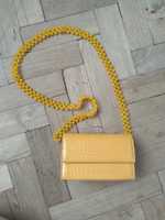 Жіноча жовта сумка-клатч з бісеринами