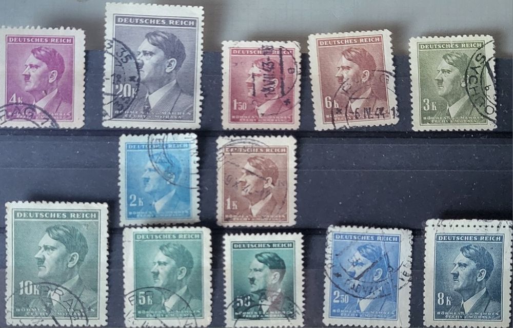 Znaczki pocztowe z 2WW Adolf Hitler 12 sztuk II Wojna Światowa
