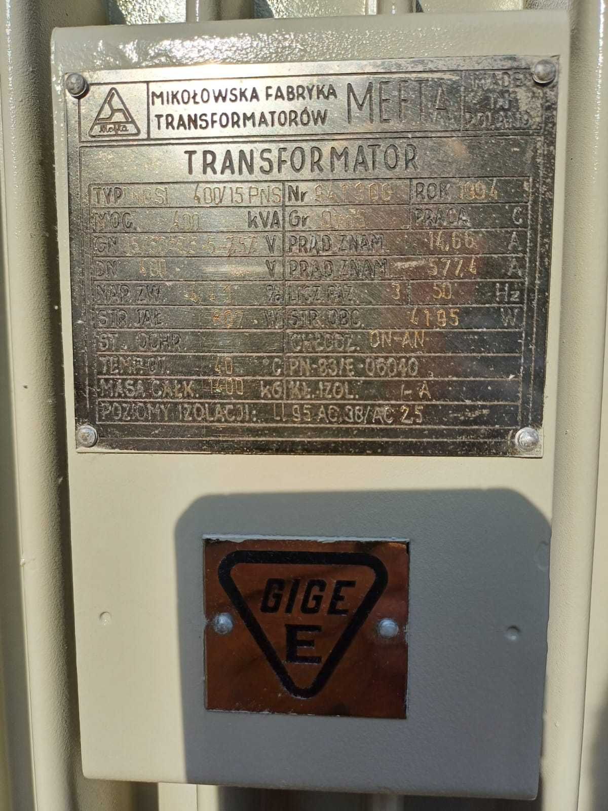 Transformator olejowy 400 kVA 15,75/0,4 kV