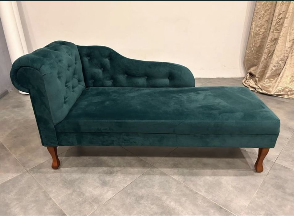 Sofa szezlong butelkowa zieleń