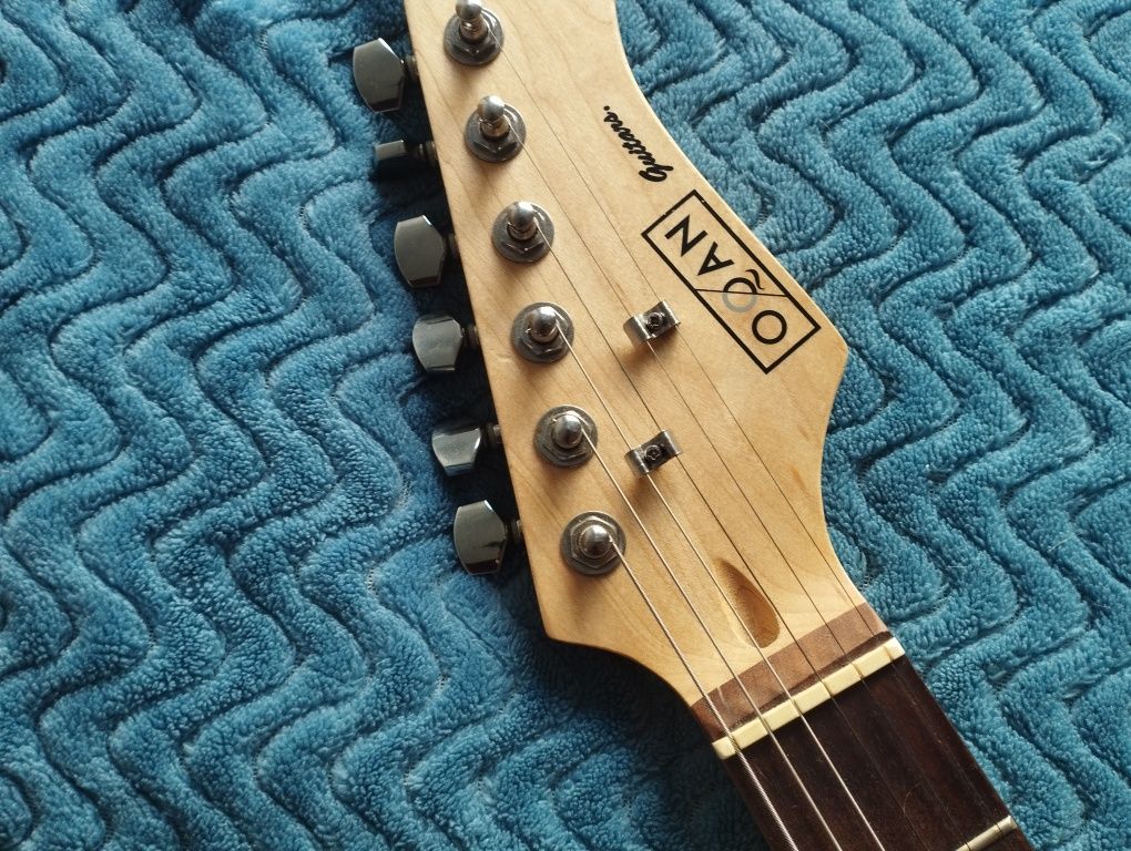 Guitarra elétrica, amplificador, capa, cabo e palhetas