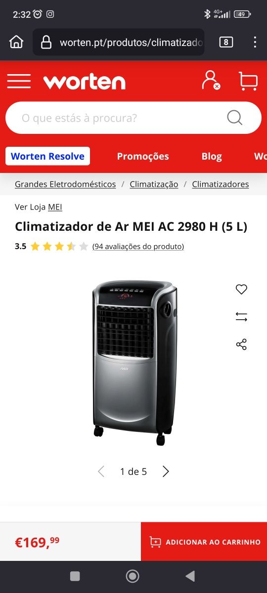 Climatizador air cooler novo