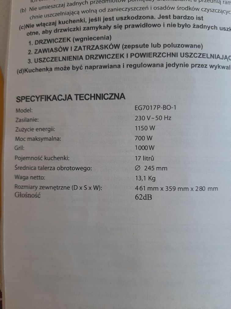 Kuchenka mikrofalowa biała