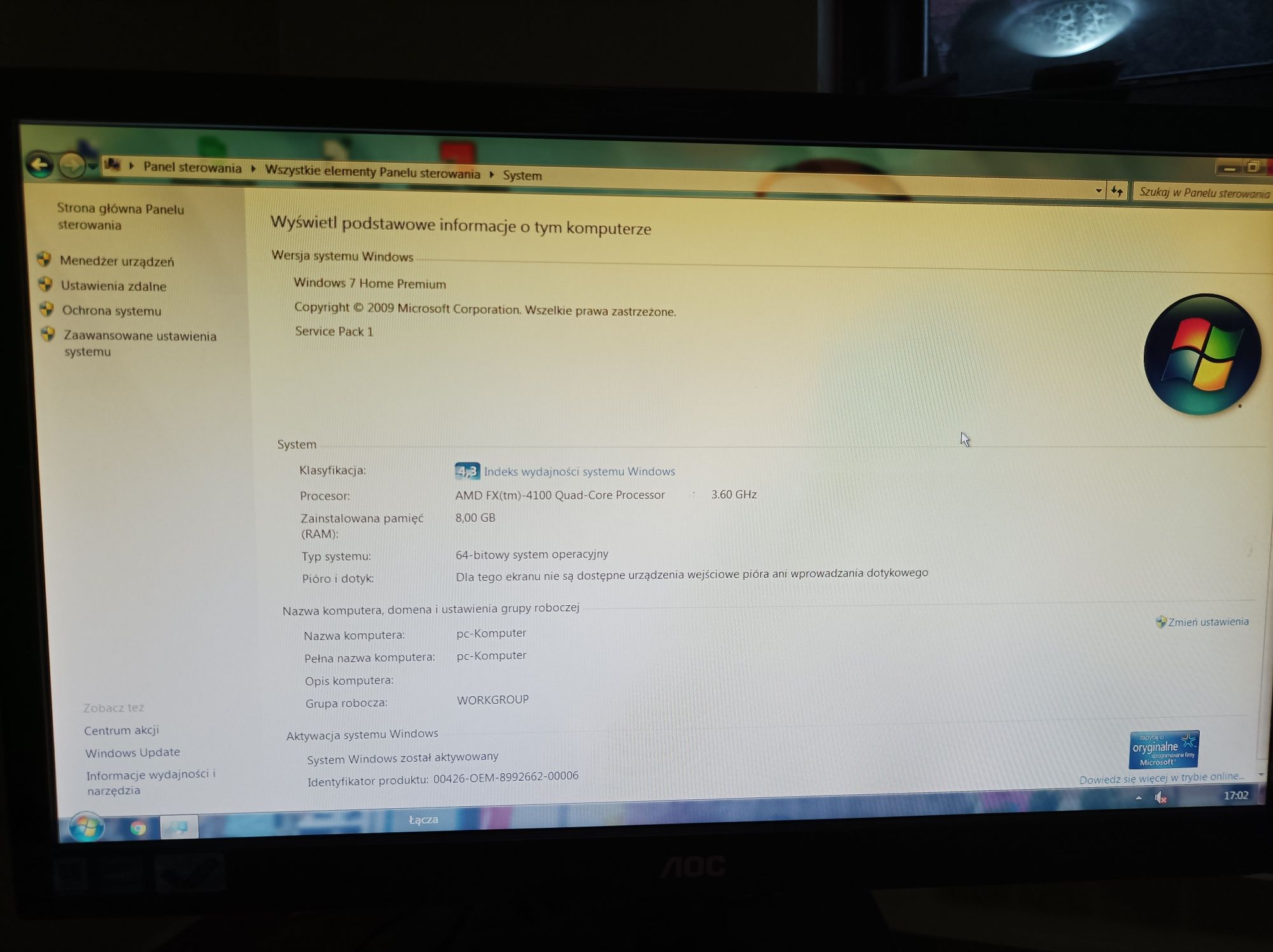 Komputer z system Windows 7