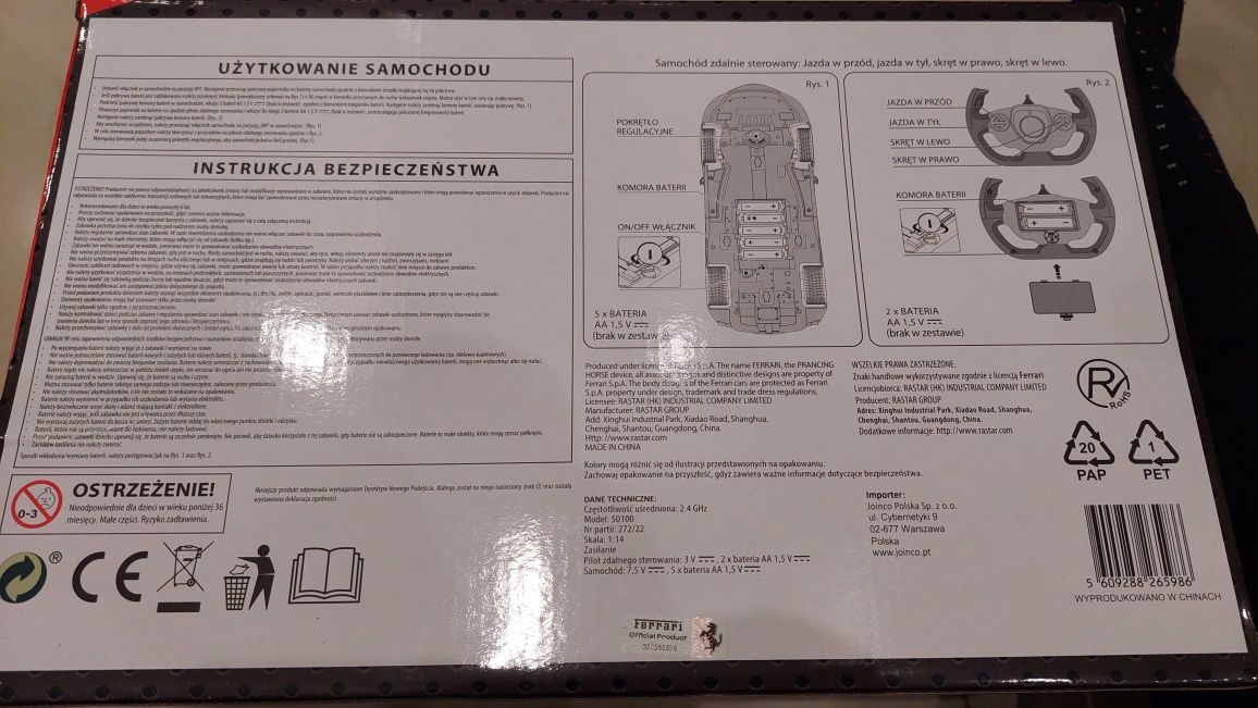 Ferrari zdalnie sterowane 1:14 RASTAR