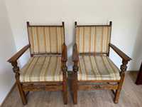 fotel fotele komplet 2 sztuki dębowe solidne drewniane