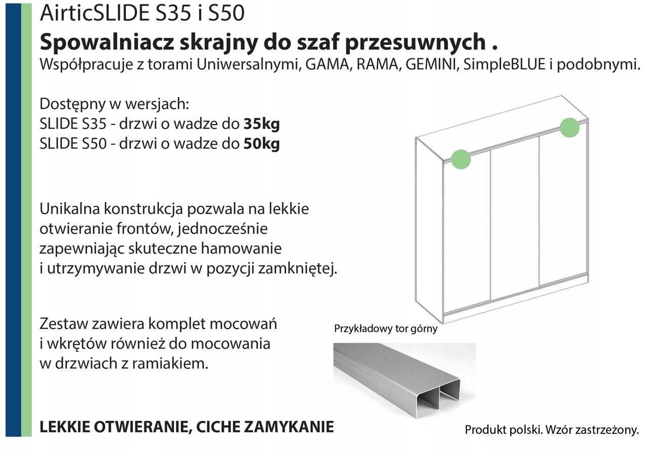 AirticSlide SAMODOMYKACZ hamulec do drzwi PRZESUWNYCH komplet SZAFA