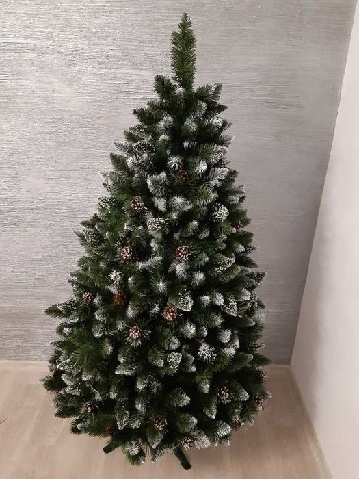 Choinka sztuczna z szyszkami i brokatem DIAMENTOWA GĘSTA 120cm